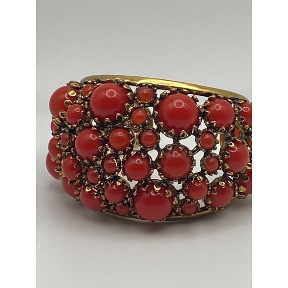 Zara Gold Tone Reddish/Orange Resin Stones Bold Statement Cuff Bracelet READ - Picture 8 of 13
